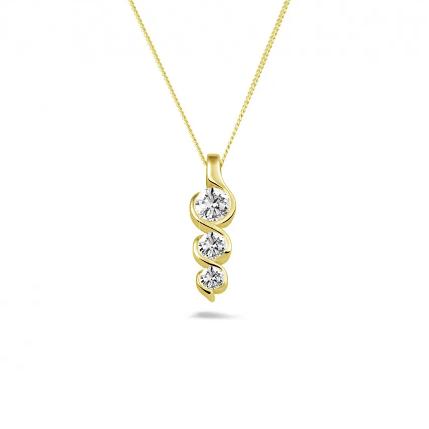 0.57 quilates trilogía colgante diamante en oro amarillo 