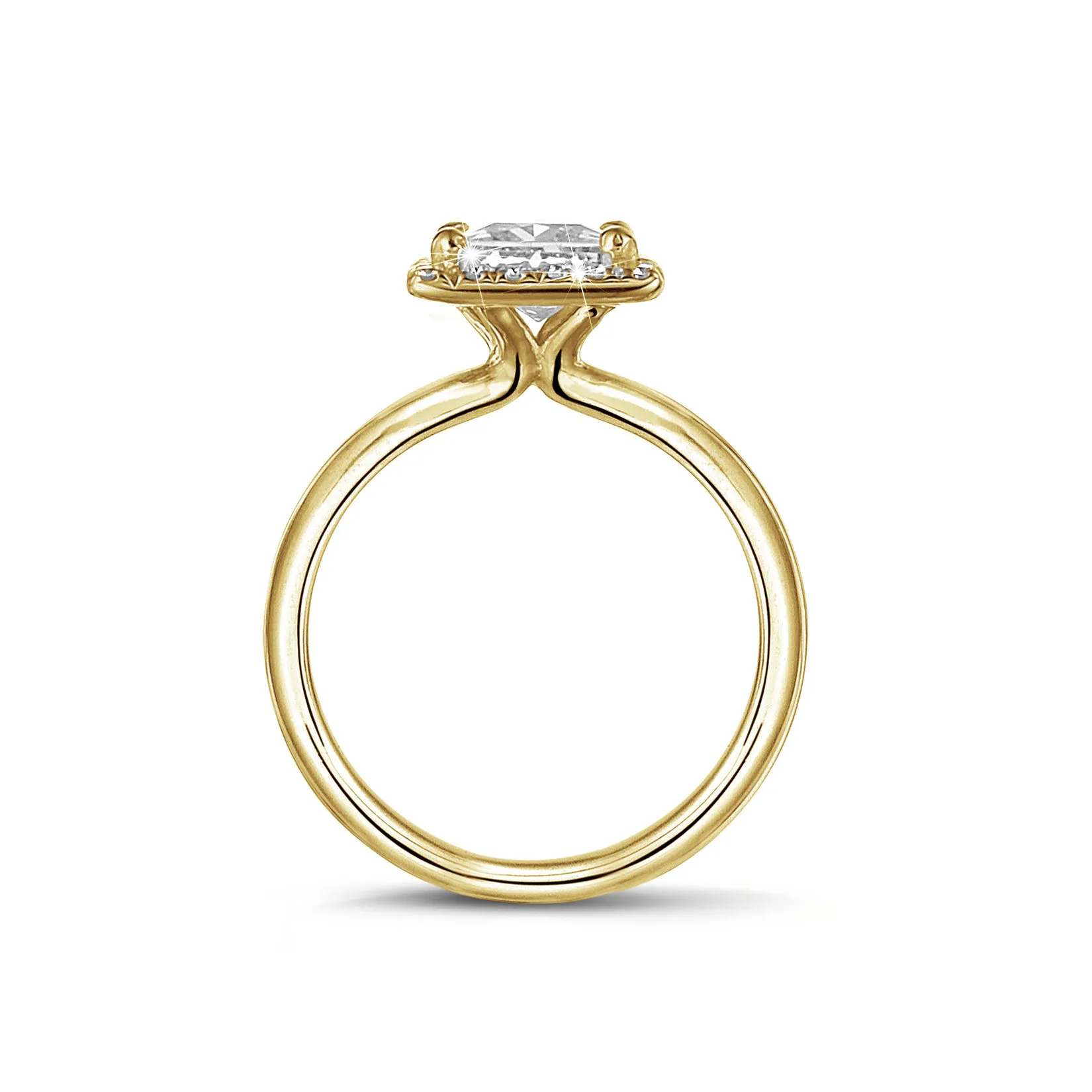 1.20 quilateshalo anillo solitario diamante princesa en oro amarillo con diamantes redondos 