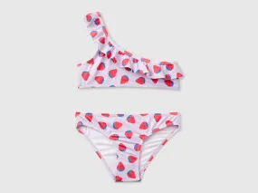 Bikini lila con estampado de fresas