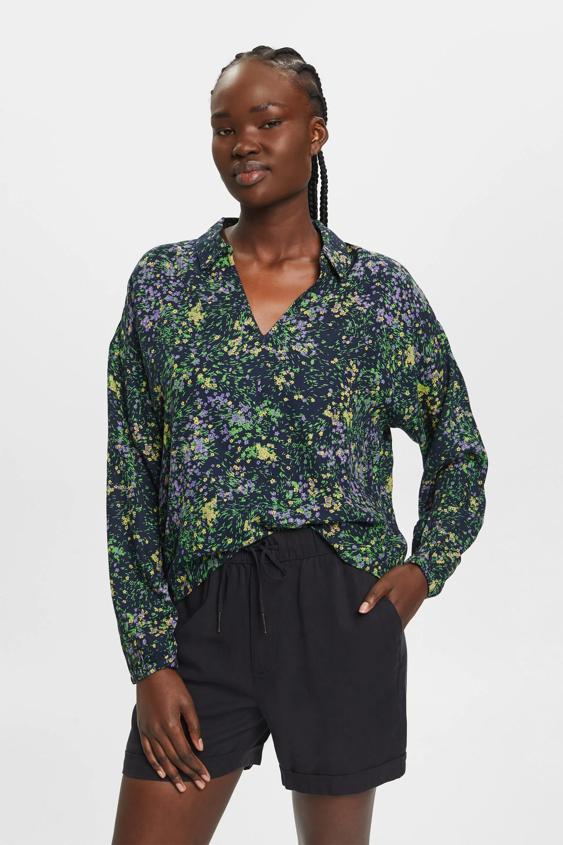 Blusa de algodón con estampado floral