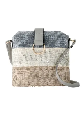 Bolso de hombro Azul claro-natural-beige de rayas