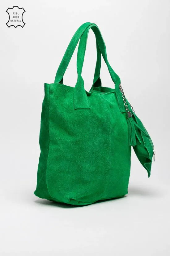 BOLSO DE PIEL MYKONOS  VERDE CéSPED