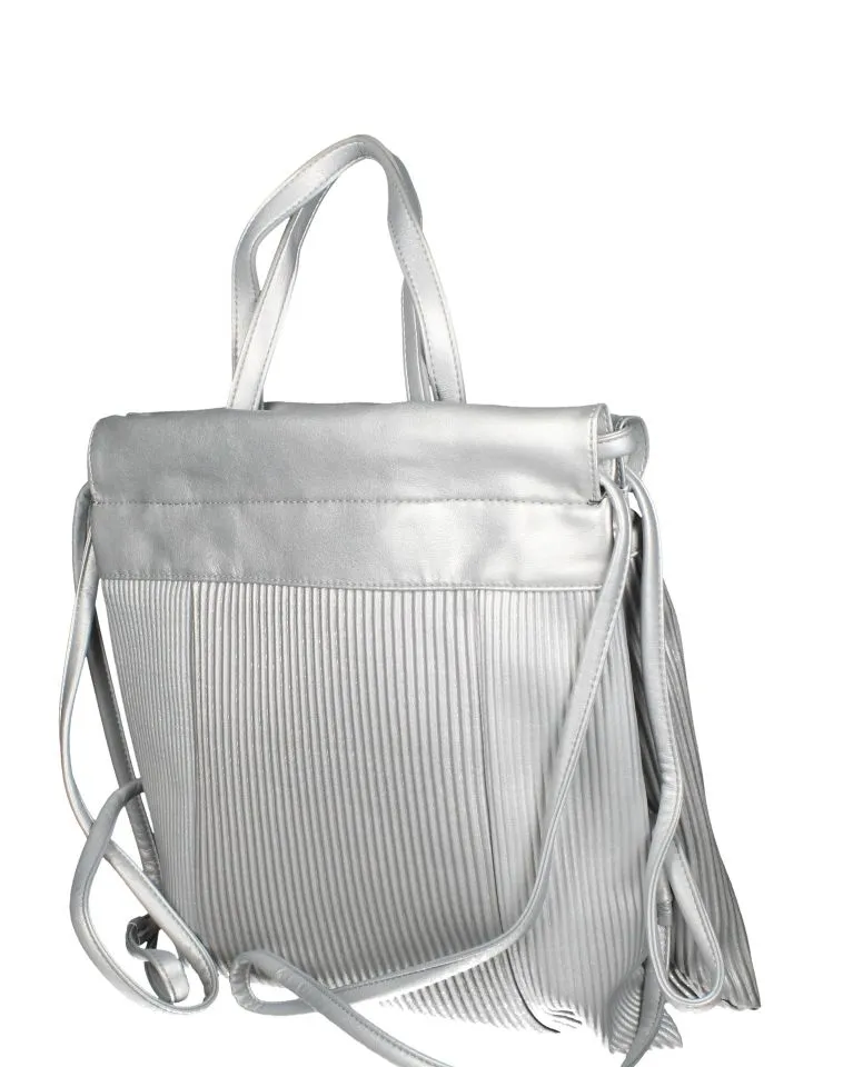 Bolso Plata/plomo Acolchado Vertical Asas Mano