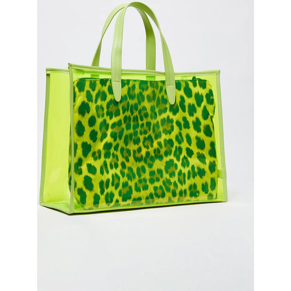 Bolso tote de PVC con bolso con estampado animal