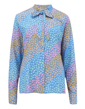 Camisa Catrina Blue Sliding Hearts