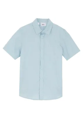 Camisa elástica de manga corta con corte slim para niños Azul niebla