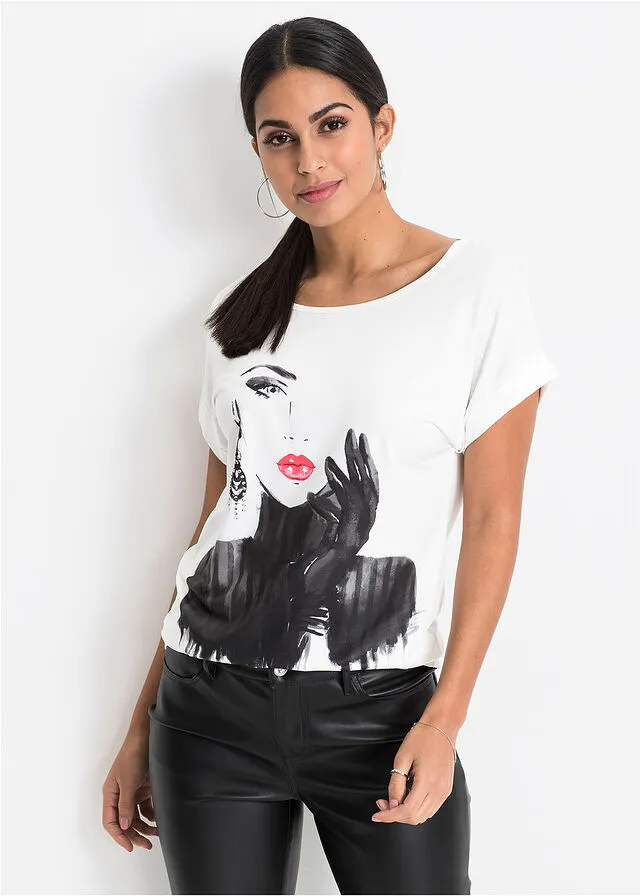 Camiseta con estampado de foto Blanco estampado