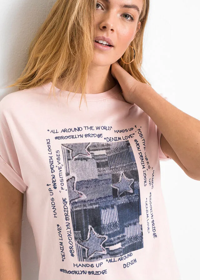 Camiseta con estampado Rosa