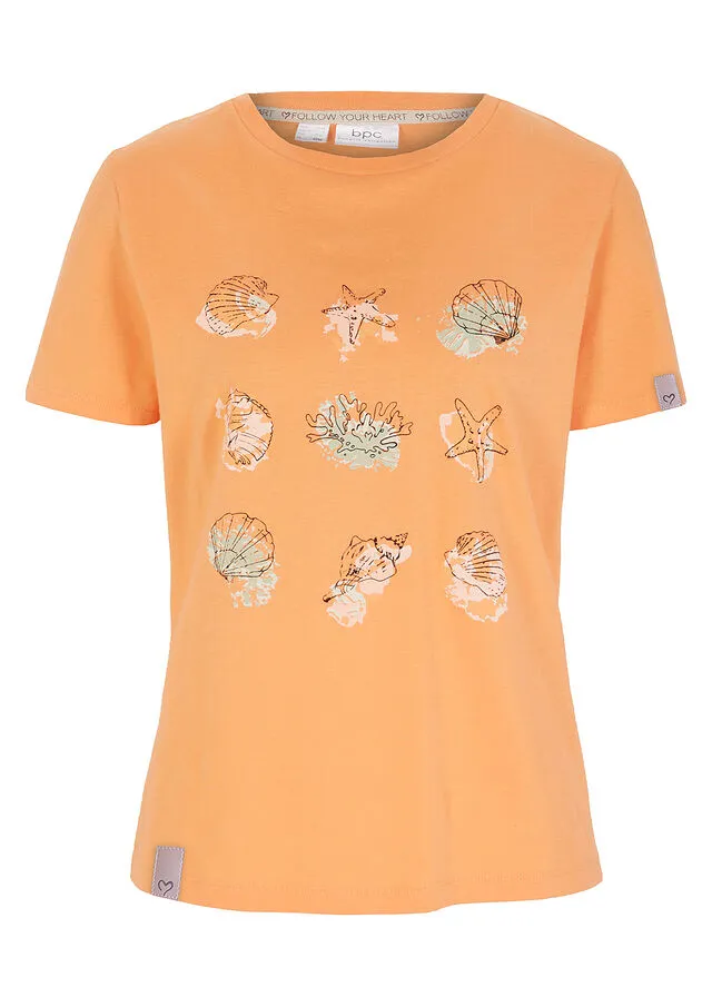 Camiseta de algodón con estampado Naranja suave estampado