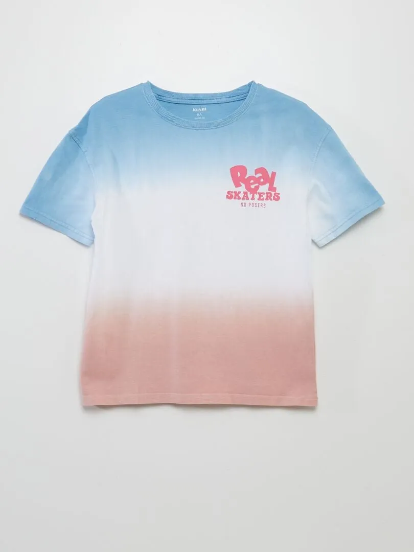 Camiseta de manga corta con estampado tie-dye - ROSA