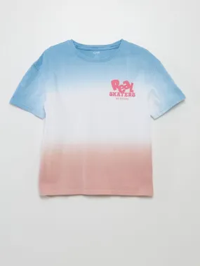 Camiseta de manga corta con estampado tie-dye - ROSA