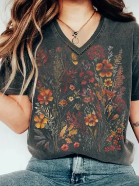 Camiseta extragrande de manga corta con estampado floral