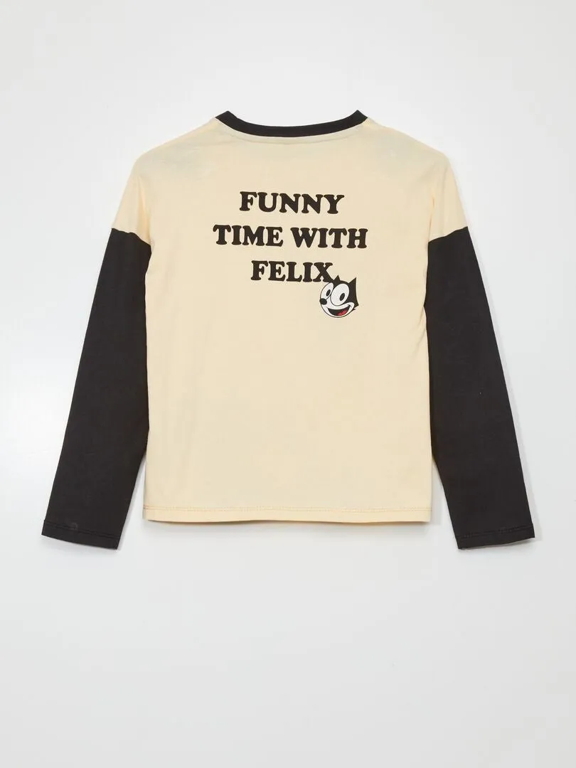 Camiseta 'El gato Félix' - BEIGE