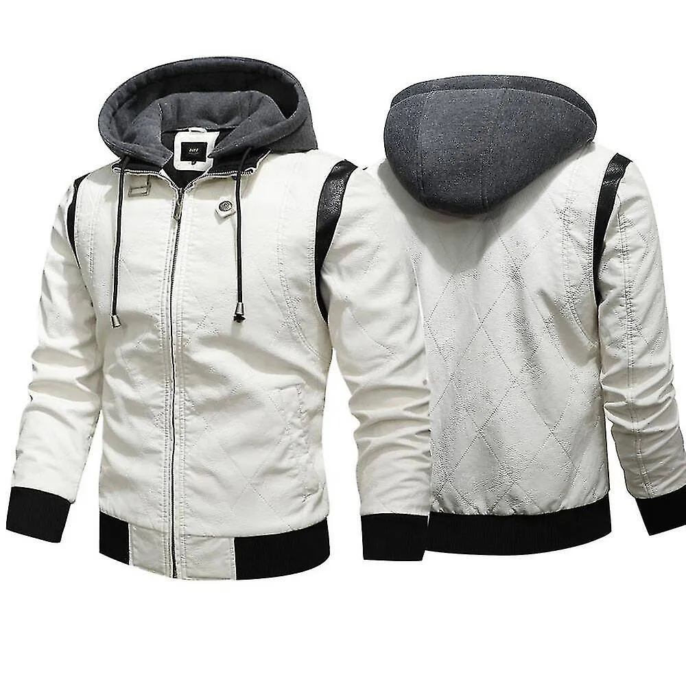 Chaqueta de cuero para hombre con capucha Chaqueta de moto