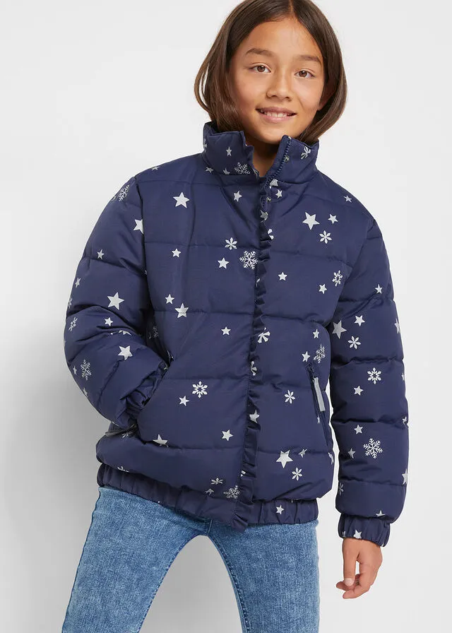 Chaqueta de invierno para niñas con estampado de estrellas Azul marino