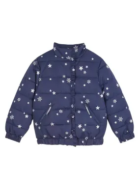 Chaqueta de invierno para niñas con estampado de estrellas Azul marino