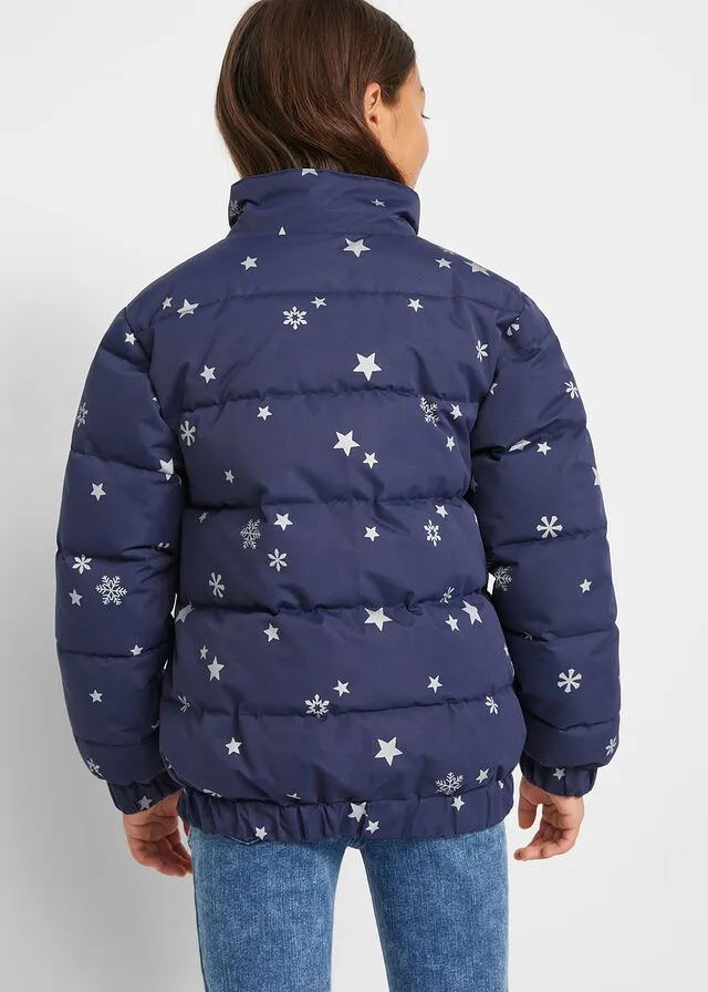 Chaqueta de invierno para niñas con estampado de estrellas Azul marino