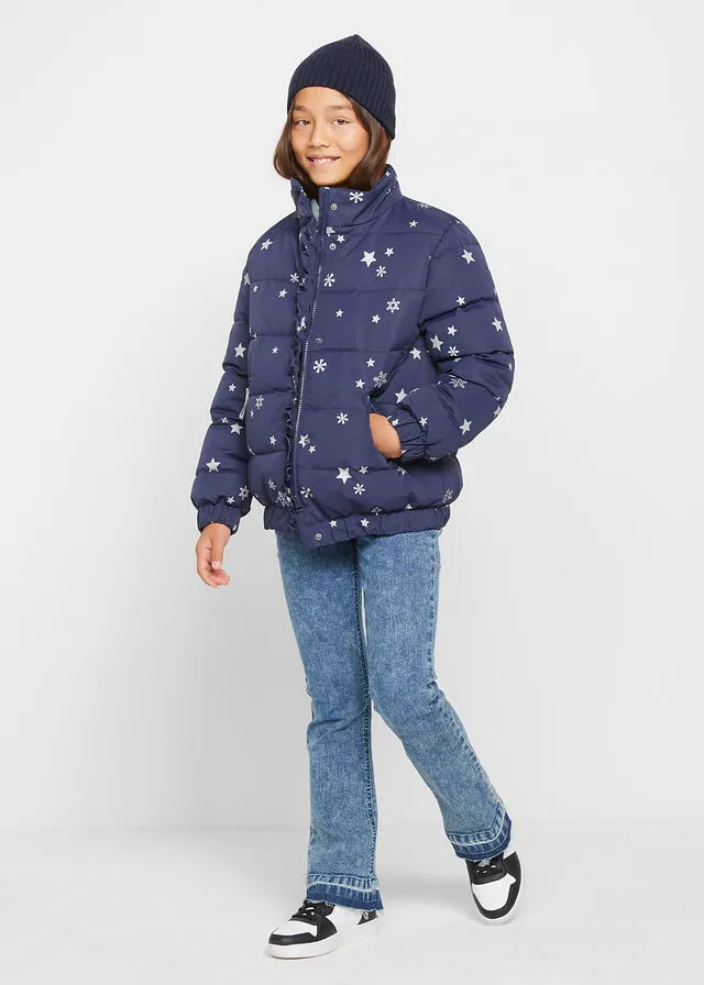 Chaqueta de invierno para niñas con estampado de estrellas Azul marino