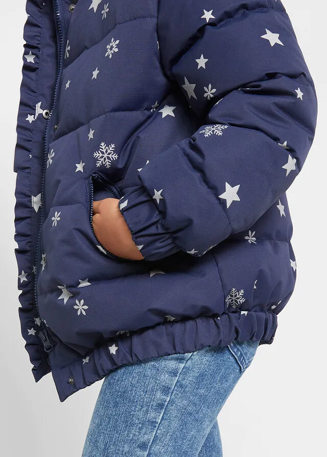 Chaqueta de invierno para niñas con estampado de estrellas Azul marino