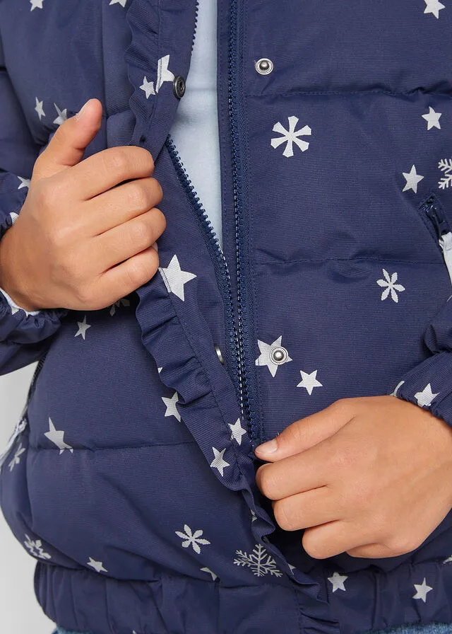 Chaqueta de invierno para niñas con estampado de estrellas Azul marino