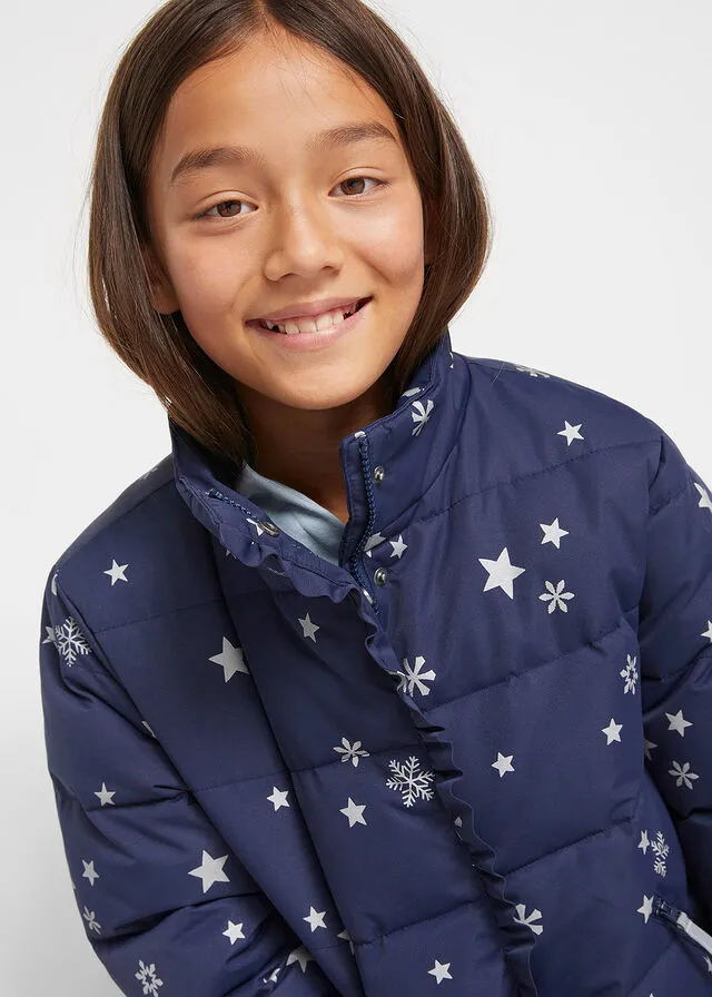 Chaqueta de invierno para niñas con estampado de estrellas Azul marino