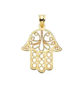 Colgante Mano de Fátima Hamsa Oro 18K 32 mm