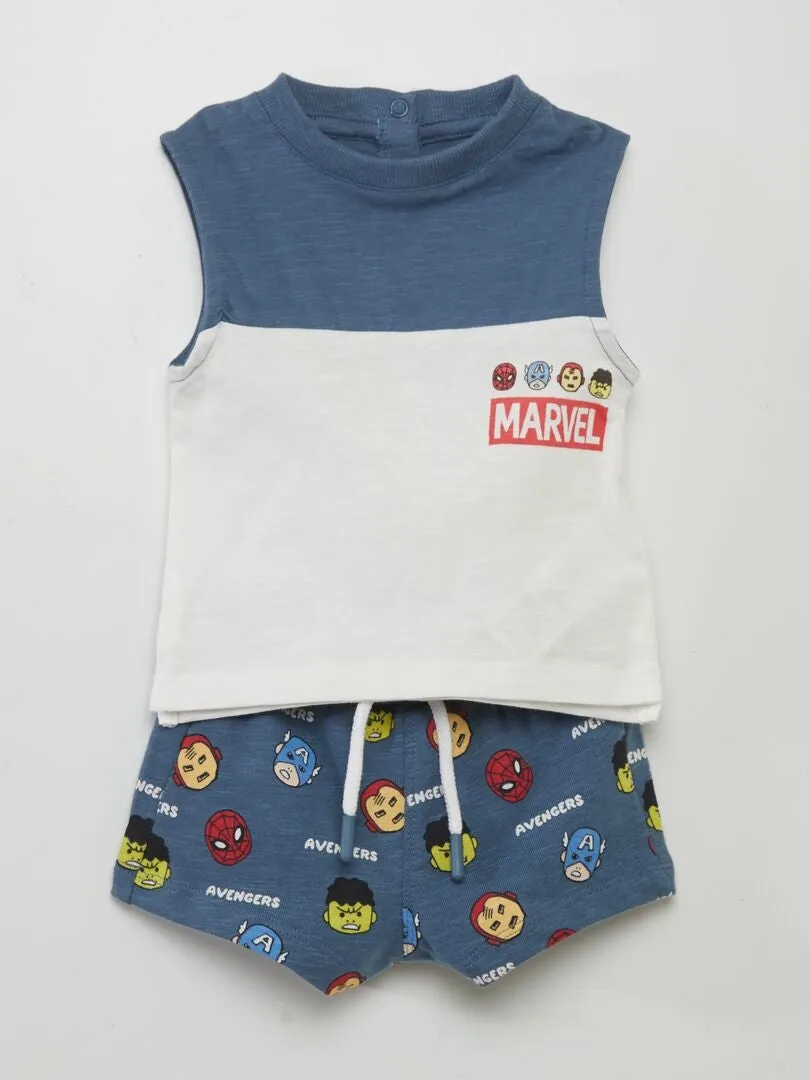 Conjunto de camiseta de tirantes + short 'Marvel' - 2 piezas - BLANCO