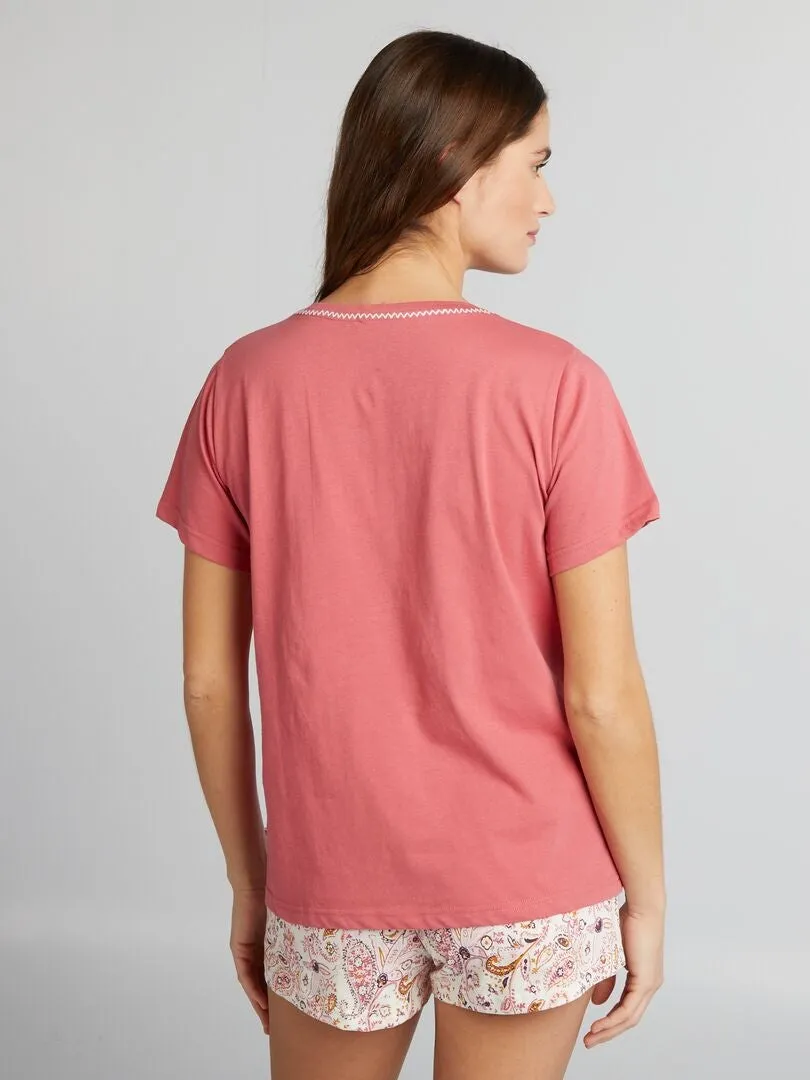 Conjunto de pijama - Short + camiseta - 2 piezas - ROSA