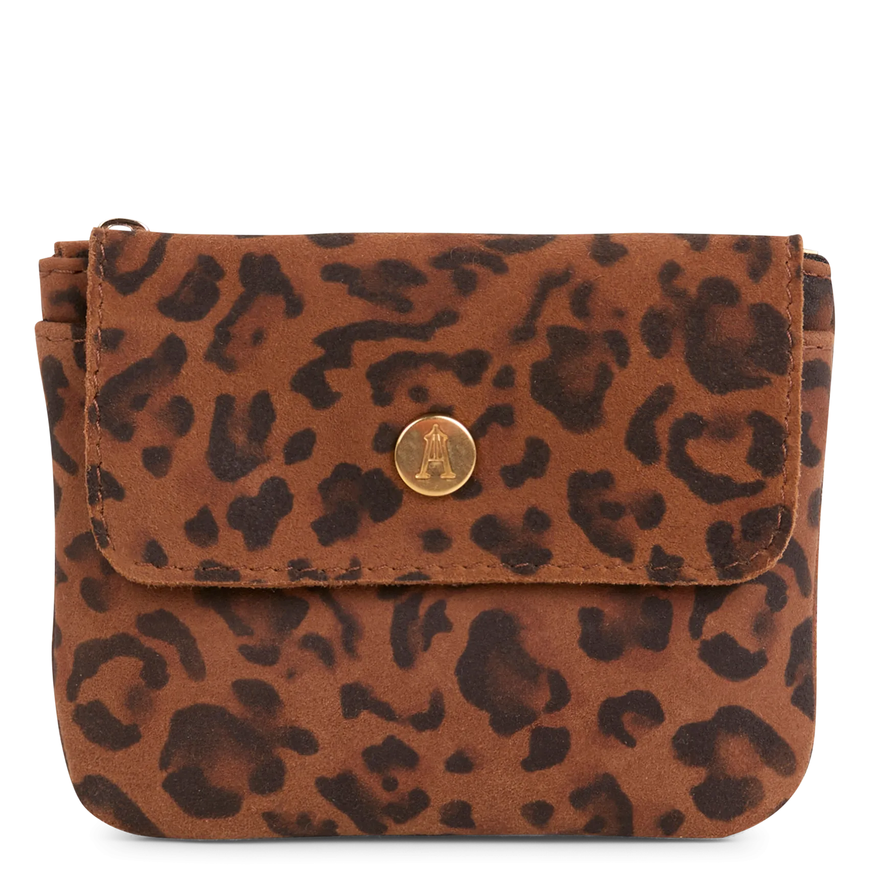 CRAIE FINANCE  BILLETERA DE CUERO CON ESTAMPADO DE LEOPARDO EN MARRON