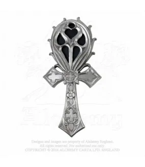 Espejo de mano Cruz egipcia y rosa negra Gothic Ankh Alchemy V34