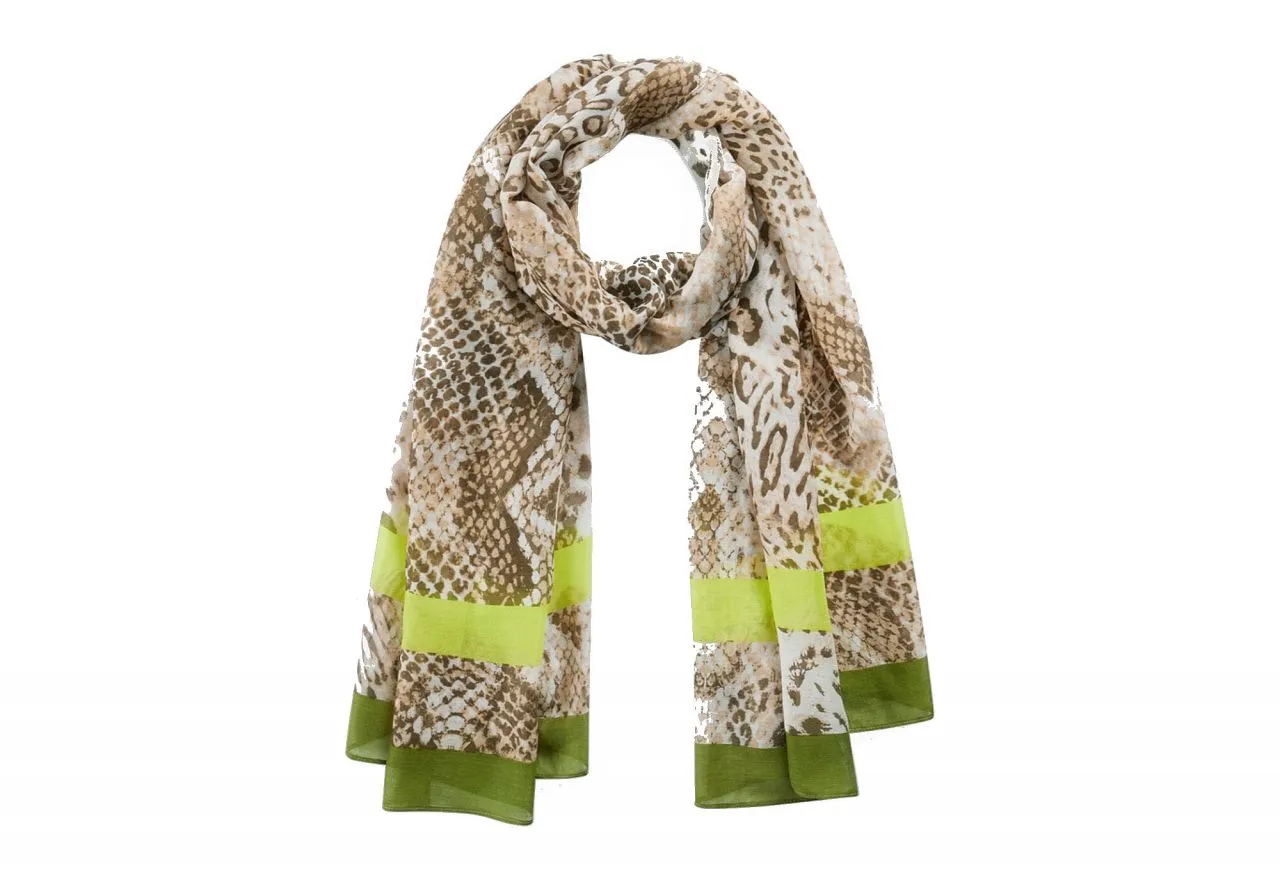 Foulard Estampado Animal Print Franjas Verdes