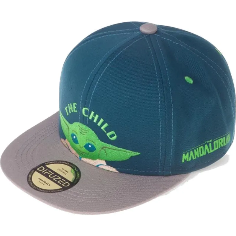 Gorra plana azul y gris snapback para niño Grogu Baby Yoda The Child The Mandalorian Star Wars de Difuzed