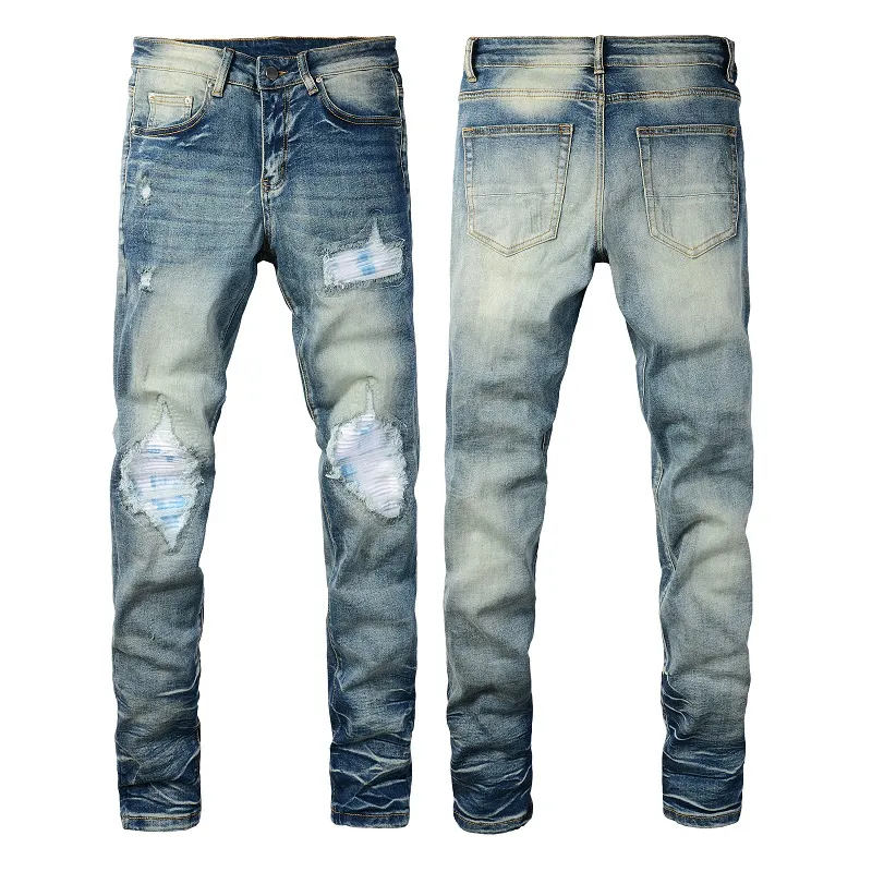 Jeans Miri Designer Jeans de alta calidad Hombres de moda Mens Jeans Style Fold Designer Denim Pant Denim Biker Reped Biker Blac
