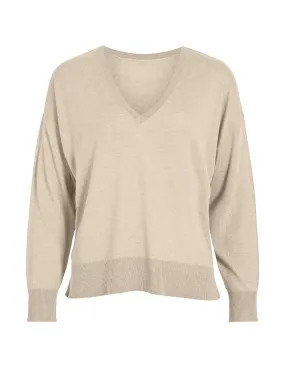 JERSEY ESCOTE EN PICO BEIGE VILA CLOTHES DESHA