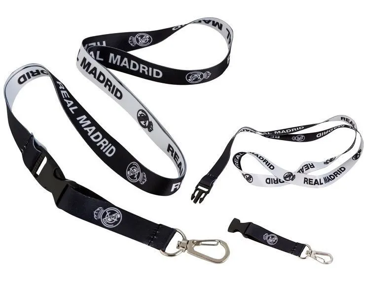 Lanyard cualgacosas Real Madrid cinta blanca y negra