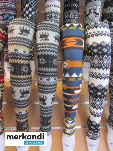 Leggings de peluche forrados para mujer con diseño MIX/MIX777/3027