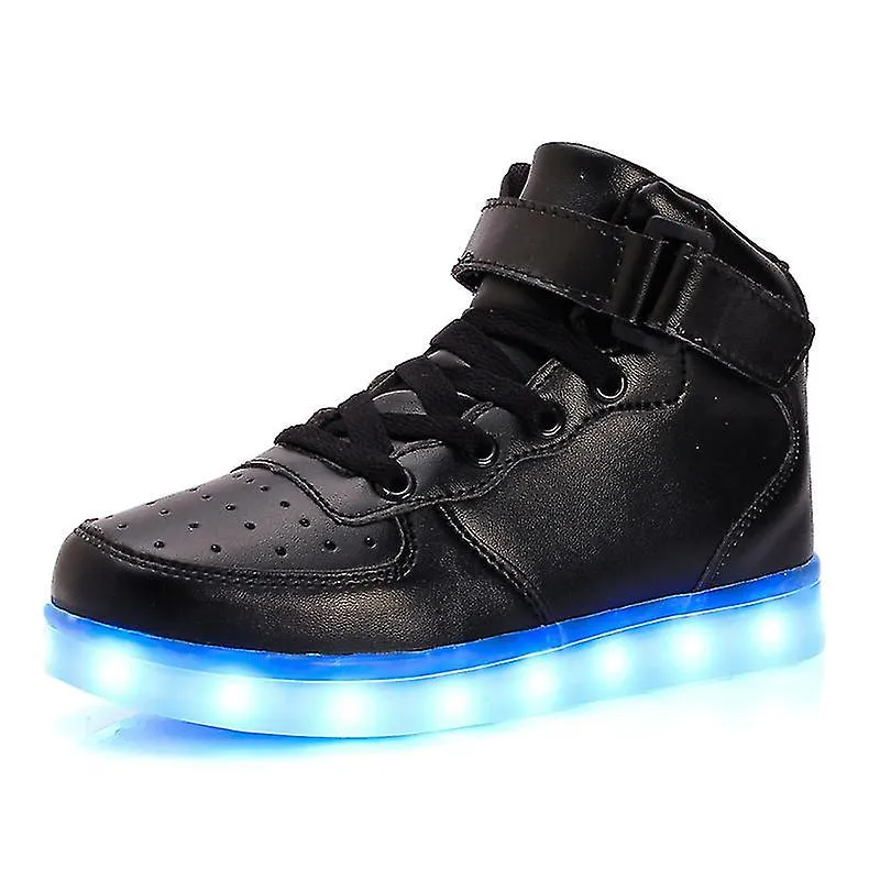 Los niños iluminan los zapatos Led los zapatos USB Charging Flashing High Top Sneakers