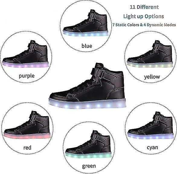 Los niños iluminan los zapatos Led los zapatos USB Charging Flashing High Top Sneakers