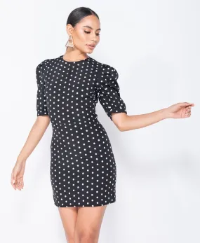 Lunares abultada - bodycon mini vestido - Mujer - Negro