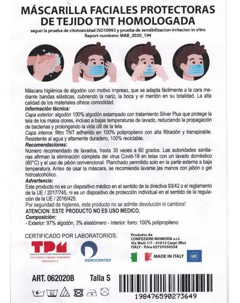 MASCARILLAS DE TELAS DIVERTIDAS PARA NIÑOS