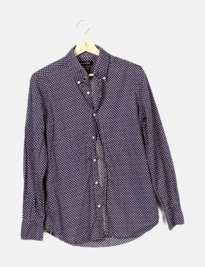 Massimo Dutti Camisa azul marino estampado geométrico