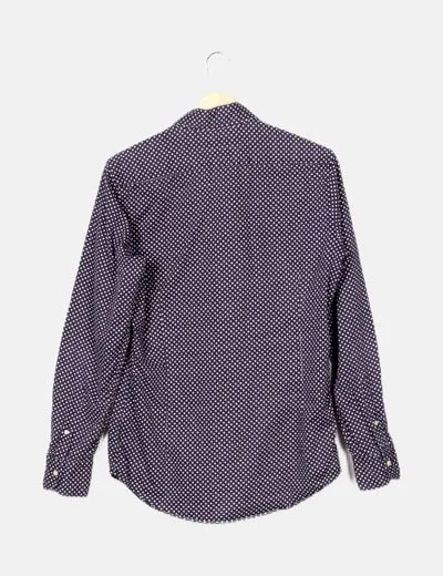 Massimo Dutti Camisa azul marino estampado geométrico