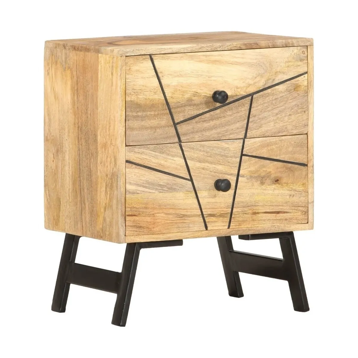 Mesita de noche de madera maciza de mango 40x30x50 cm