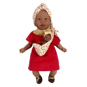 Muñeca Maria con bebé mochila Rojo