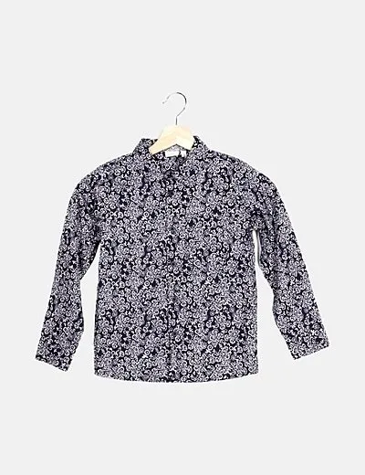 Name it Camisa azul marino estampado floral con bolsillo