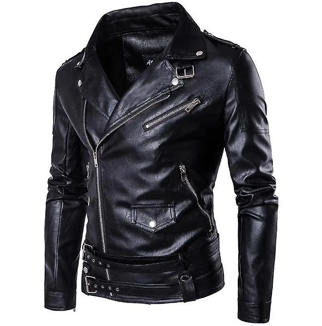 Nueva chaqueta de cuero para hombre Biker Slim Leather