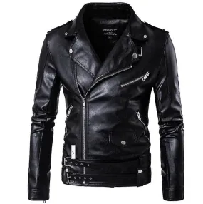 Nueva chaqueta de cuero para hombre Biker Slim Leather