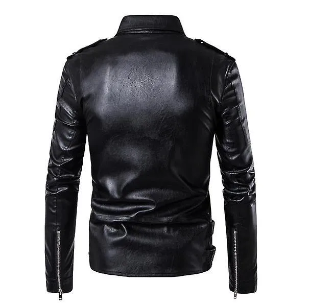 Nueva chaqueta de cuero para hombre Biker Slim Leather