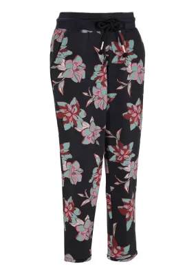 Pantalón de chándal de largo 7/8 Negro de flores