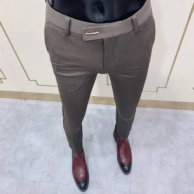 Pantalón De Traje A Raya Para Hombre